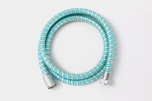 PVC蓝底色双线银圈淋浴管花洒软管多种颜色可选